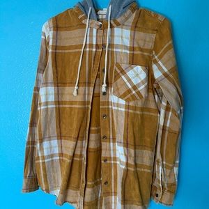 yellow and white flannel